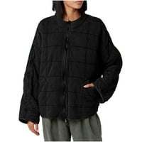 Viikei Ženske jakne i kaputi Plus veličine Jakne za oblikovanje za zimsko čvrsto stand-up Cardigan jaknu