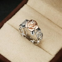 Duhgbne izdubit je ružin prsten antiknog elektropisanog cvijeća ženskog prstena u pet veličina
