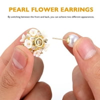 Parovi biserne naušnice sa cvijećem biseri s dvostrano ušim ušnim ušima za žene i djevojke
