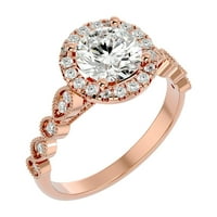 Superjeweler Carat Halo Diamond Angažman prsten u karatu Rose Gold za žene
