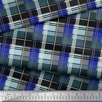 Soimoi Blue Rayon tkanina Provjerite provjeru dekornog tkanina na širokoj dvorištu