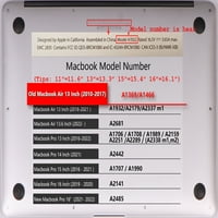 Kućište tvrde školjke Kompatibilan je s 2010. - otpustite stari MacBook Air s bez dodira bez USB-C modela: