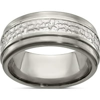 Titanijum i sterling srebrni četkica i polirani prsten