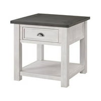 Kućni kvadrat dvodijelni set s krajnjim stolom i stolom za stol u bijeloj i sivoj boji