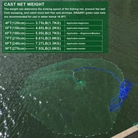 DRASRY Ribolov lijeva mreža 3 8in mrežasta 4Ft mamaca zamka riblje slana voda neto zeleni monofilament