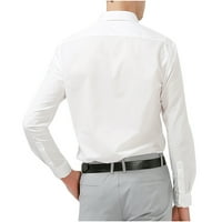 FESFESFES majica s dugim rukavima muškarci pakiranje čvrstog poslovnog džepa tanko fit dugmad s dugim