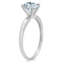 2. CT sjajan okrugli rez simulirani plavi dijamant 14k bijeli zlatni pasijans prsten sz 4,25