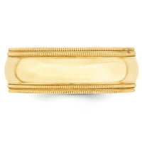 LE & LU 14K Žuto zlato dvostruko milgrain Comfort Fit Band prsten