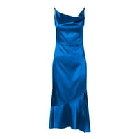Hanzidakd Ljetne haljine za žene Žene Modne čvrste boje tanka ležerna haljina bez rukava bez rukava