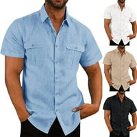 Muški gumb s kratkim rukavima dolje majice Ljetna čvrsta labava majica na plaži bijeli xl