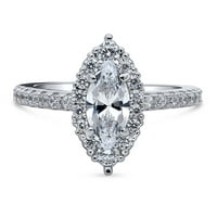 Sterling srebrni halo vjenčani prstenovi Marquise Cut Cubc cirkonia CZ Promice Prsten za žene, rodirana