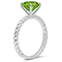 2CT okrugli rez zeleni prirodni prirodni peridot 18k bijeli zlatni godišnjica zaručničke prstene veličine