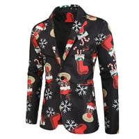 Božićni crni muški modni ležerni ispisani jaknu od tiskanog odijela Top bluza