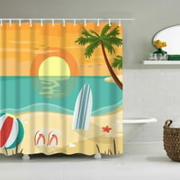Tropical Prirodni stil tuš za tuširanje na plaži Palm Tree kupaonica zavjesa zavjesa ne-perforirana