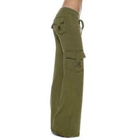 Plus size Ženske hlače Izblaženje jesenskih žena Vježbajte gamaše Stretch Struk dugme Pocket Yoga teretana
