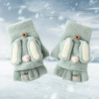 Topla zimska na otvorenom zadijelila pletena pola prste rukavice slatke duge ušiju zečje dječje rukavice