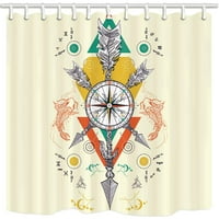 Etnička astrologija Alchemyfor Compass Rose i prekrižene strelice Boho Art poliesterska tkanina Kupatilo