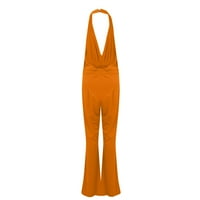 Jumpsuits za ženske haljine Seksi viseći vrat pantalone Žene Ljetni vrhovi narančasti 1x