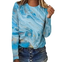 Bluze za slobodno vrijeme s dugim rukavima čvrste vrhove Crkoviti vrat Ljeto za žene Sky Blue XL