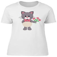 Mačka sa majicom i cvijećem majica - majica -image by shutterstock, ženska velika