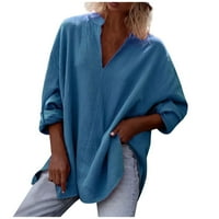 Ženska bluza s dugim rukavima Moda rever zime casual toplo udobne udobne boje labavog gornje fragarn