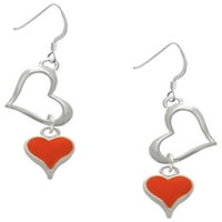 Delight nakit silvertone malene duge narančasto srce otvoreno srce francuske naušnice
