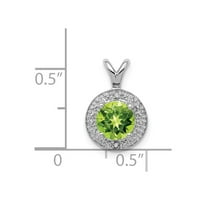 Čvrsti srebrni dijamant i peridot zeleni avgust Gemstone Privjesak šarm