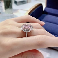 Duhgbne modni nakit Ženski pozlaćeni umjetni ružičasti ružičasti kubni dijamantni prsten