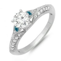 DazzlingRock kolekcija 0. Carat 14k okrugli plavi i bijeli dijamantski ženski prsten za angažman, bijelo