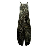 Jumpsuits za žene Ženska ljetna široka noga Retro Print Black XL