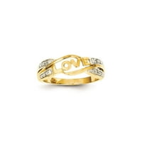 14k žuti zlatni real dijamantski ljubavni prsten