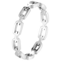 Yinguo Womens Titanium čelični prstenovi pravokutni lančani šuplji nehrđajući vjenčani prstenovi za