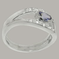 Britanci napravio 14k bijeli zlatni prirodni prsten za uključivanje i dijamantne žene - Opcije veličine