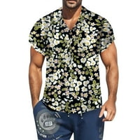FSQJGQ MENS Havajska majica 3D štampanje Ležerne prilike ljetne bluze Dugme Down Majice kratkih rukava