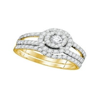 14KT Žuta zlatna okrugla Diamond Bridal Set za vjenčanje CTTW