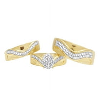 10k žuto zlato Real Diamond valvit trio za vjenčani prsten 0,50ct