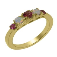 Britanska napravljena čvrsto zlatna prirodna ružičasta turnira i optivni prsten od žutog zlata od žutog