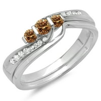 DazzlingRock kolekcija 0. Carat 14K Champagne i bijeli dijamantni kamen zaručni prsten CT, bijelo zlato,