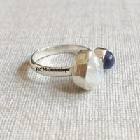Čvrsti srebrni prsten za žene za žene, prirodni mjesec kamen, lapis lazuli prsten dragulja jedinstvenog