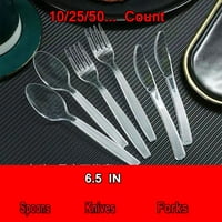 6.5 Teške polistirene plastične vilice kašike Clear plastične vilice kašike noževi teški plastični srebrni