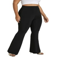Ženska plus veličina visokog struka rastezljivih hlača s čvrstim bljeskalicama mekane pantalone 0xl