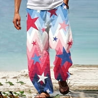 Smihono Men Casual Moda Dan nezavisnosti modne 3D štampanje elastičnih struka ravne hlače na plaži Robusno