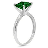 3CT princeze rez zeleni simulirani smaragd 14k bijeli zlatni godišnjica za angažman prsten veličine