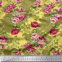 Soimoi Yellow Pamučna pamučna patch tkanina odlazi i grandiflora ruže cvjetna tiskana tkanina na širokoj