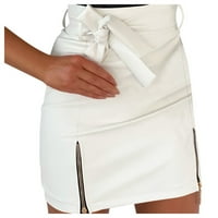 RBAOFUJIE Tenis suknja Bijela suknja Modna ženska Mini Solid suknja Zip Ladies Slim Kratke suknje Mini
