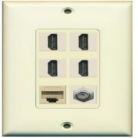 Riteav - HDMI i Ethernet CAT5E i COA kablovska televizija F Tip Port Wir ploča - Light badem