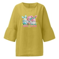 Sretne uskrsne majice za žene pamučne posteljine udobne majice labave ležerne vrhove zec tiskanih pulovera