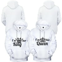 King & Queen Couples Hoodies & Dukseri, vrhunski pamučni teški veliki pulover za žene muškarci