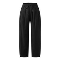 Vivianyo HD ljetne hlače za žene Casual Labavi džepovi u boji elastični struk Udobne hlače za gležnjeve