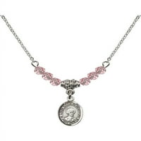 Ogrlica s rodom W Light Rose Pink Oktobar mjesec rođenja Kamene perle i Saint Louis Marie de Montfort